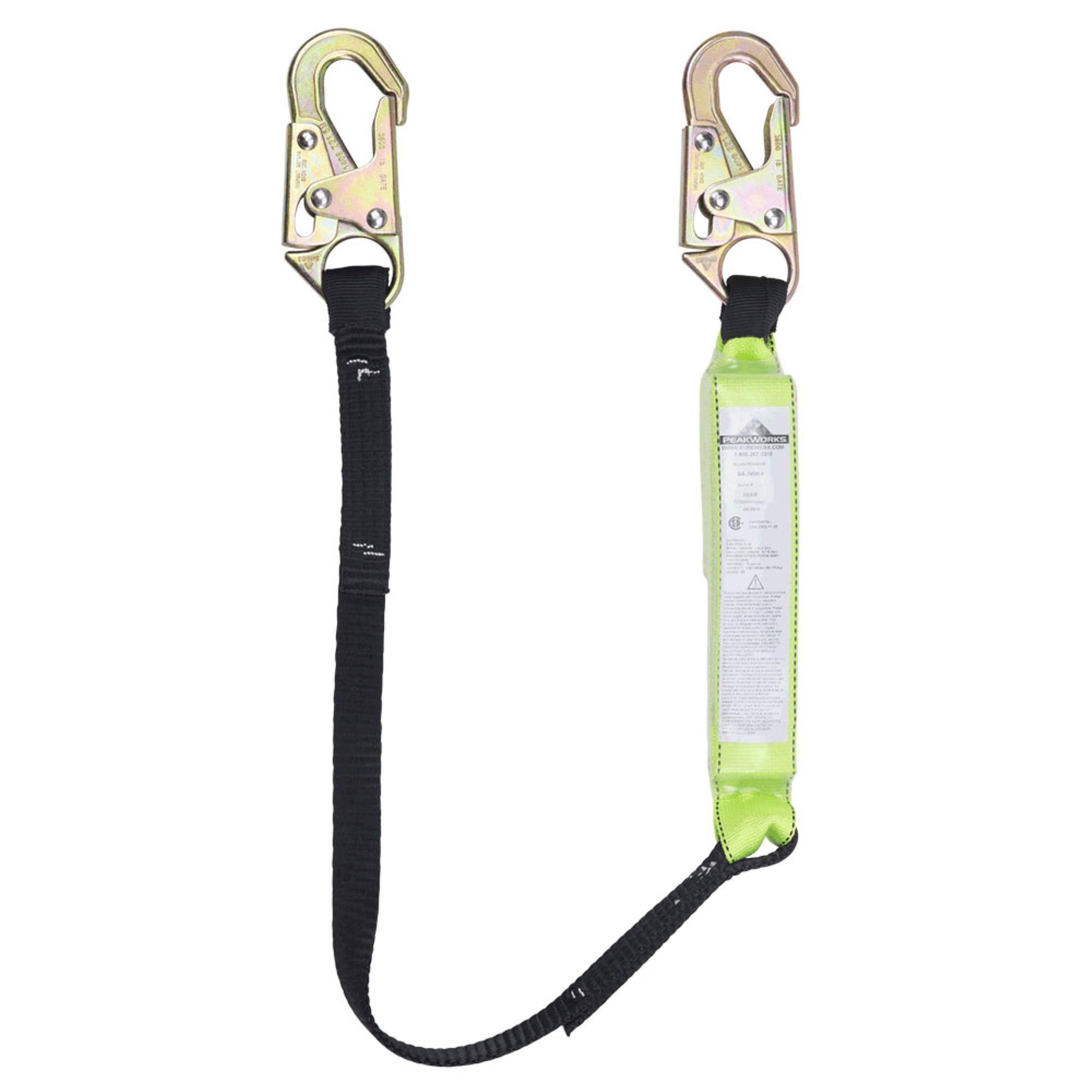 Peak Works, Shock Absorb Lanyard, 1” Webbing, Single Leg, 4ft., Length 4 ft, Model# V8104304